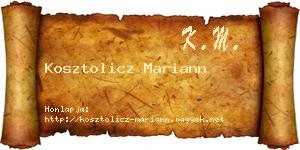 Kosztolicz Mariann névjegykártya